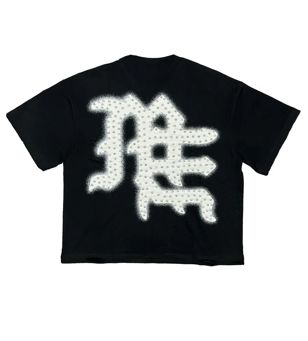 Mixed Emotions End Rhinestone Tee Black